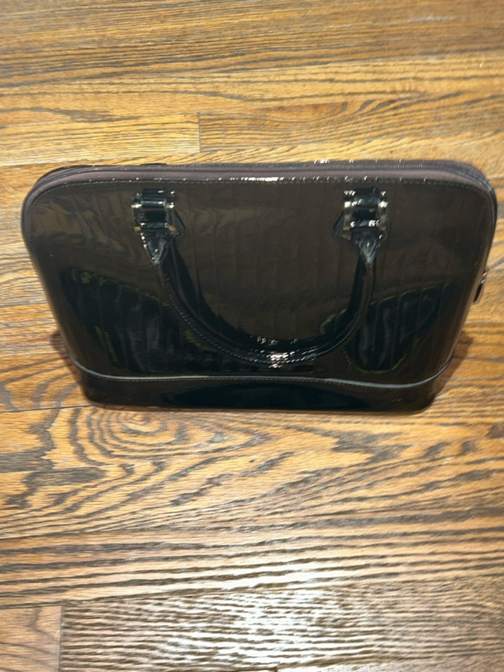 Black Patent Structured Women's Top-Handle Bag - Picture 9 of 13